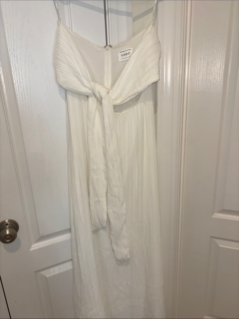 Sabo White Tie-Front Maxi Dress